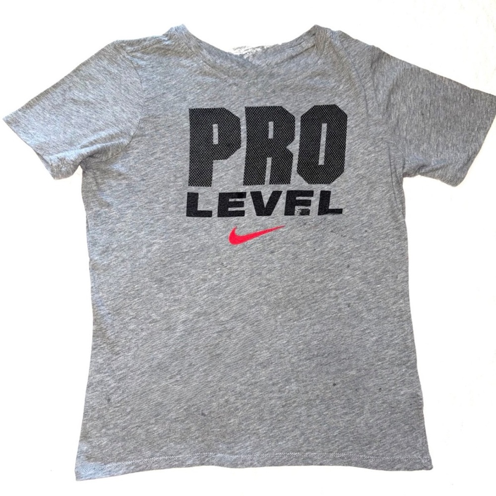 Nike Kids Gray T-Shirt with Black and Red Accents